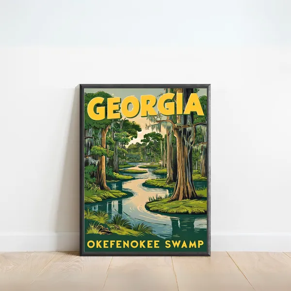 Okefenokee Swamp Vintage Travel Poster, Georgia
