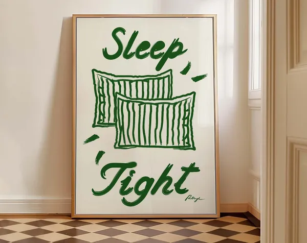 Sleep Tight Handdrawn Bedroom Art Print