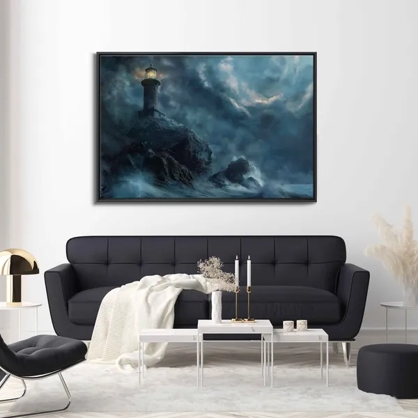 Spooky Abandoned Lighthouse, Oceanside Cliff Art Print