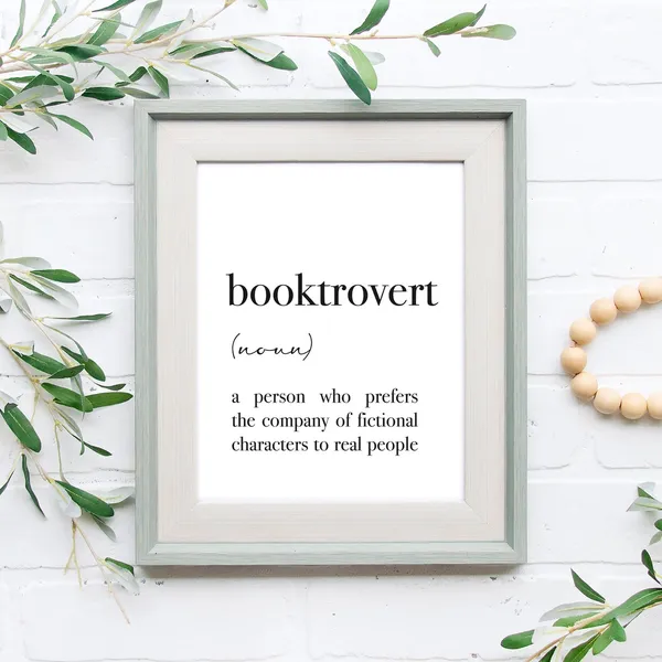 Booktrovert Definition Art Print, Bookish Library Decor