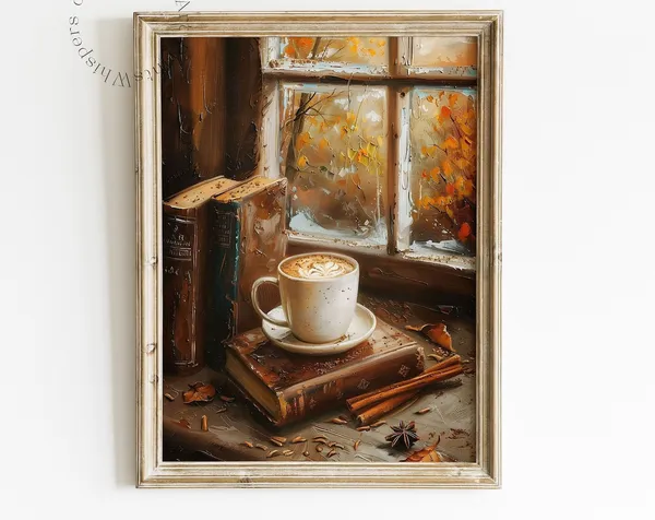 Books and Coffee Dark Academia Art Print