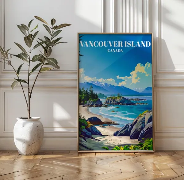 Vancouver Island Travel Poster, Pacific Northwest Coastal Art Print