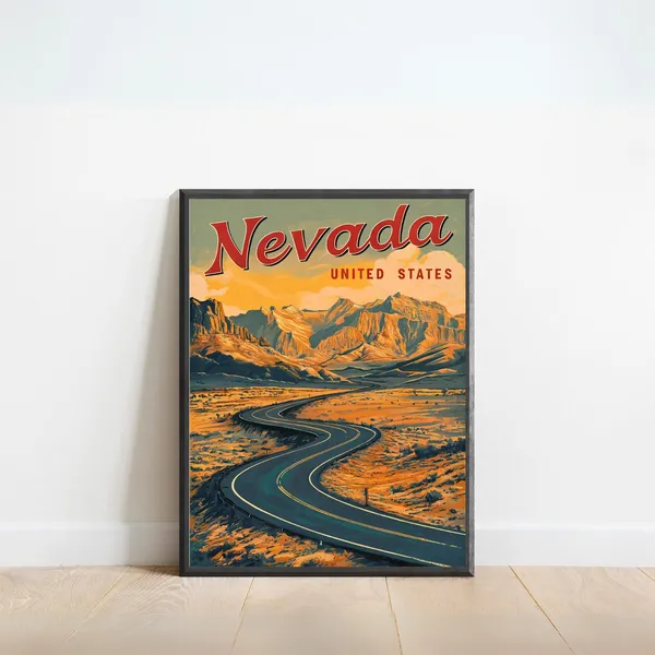 Nevada Vintage Travel Poster, United States Art Print
