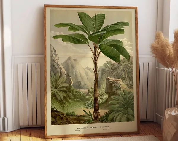 Vintage Tropical Tree Art Print, Greenery Wall Decor