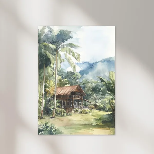 Costa Rica Vintage Watercolor Travel Poster