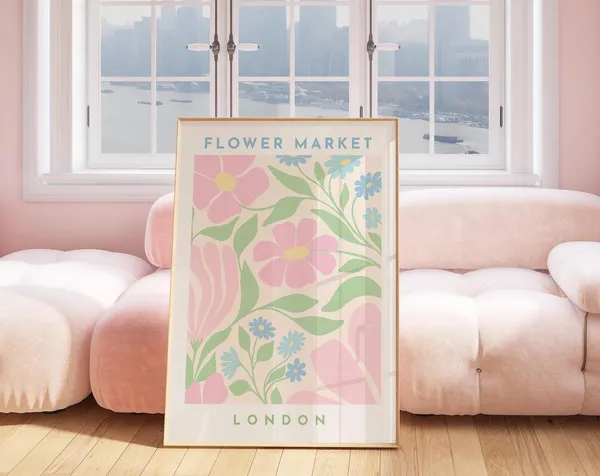 Danish Pastel London Flower Market Art Print