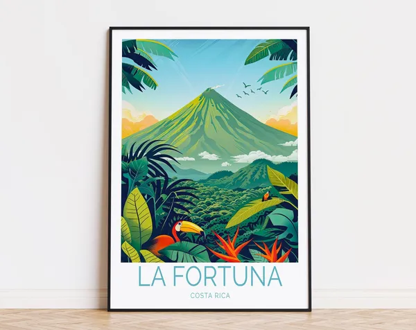 La Fortuna Travel Poster, Costa Rica Travel Print