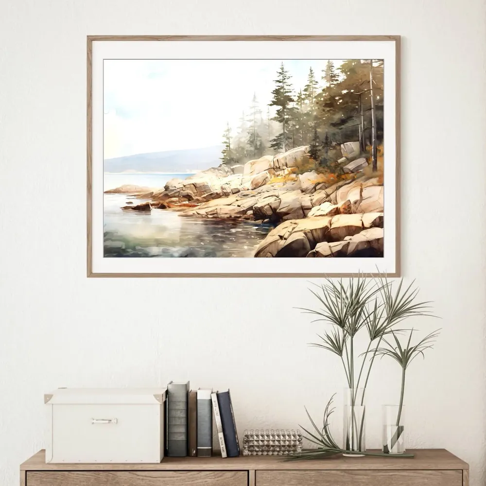 Acadia National Park Watercolor Art Print, Maine Coast - Image 3