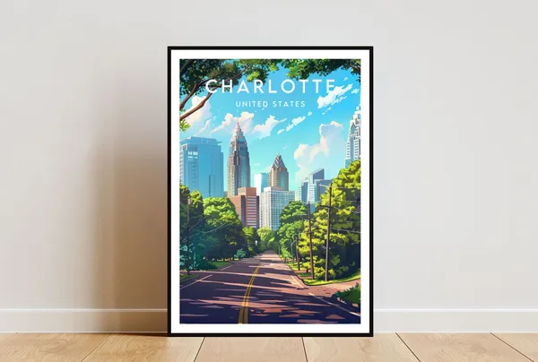 Charlotte Travel Poster, North Carolina America