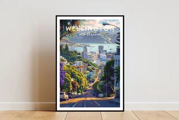 Wellington Travel Poster, New Zealand Travel Art
