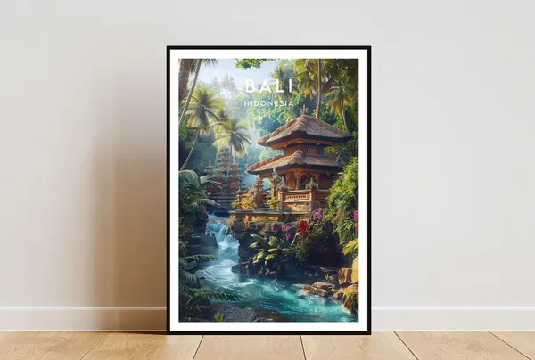 Bali Travel Poster, Ubud Indonesia Asia Wall Art