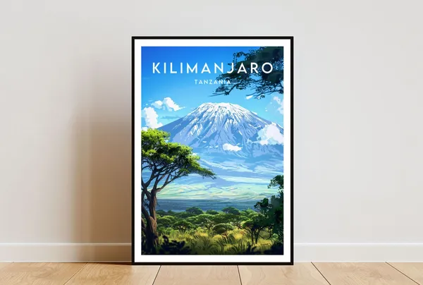 Kilimanjaro Travel Poster, Tanzania Landscape Art