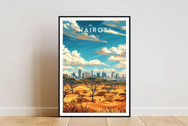 Nairobi Travel Poster, Kenya Wall Art Print