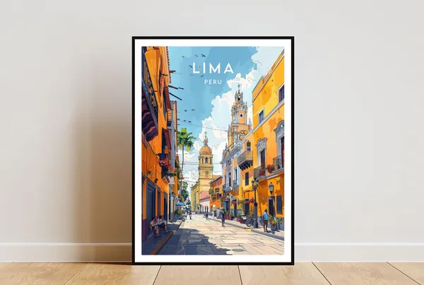 Lima Peru Travel Poster, South America Wall Art