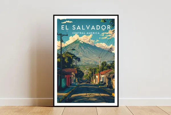El Salvador Travel Poster, Central America Wall Art