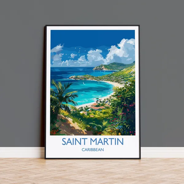 Saint Martin Travel Poster, Caribbean Art Print