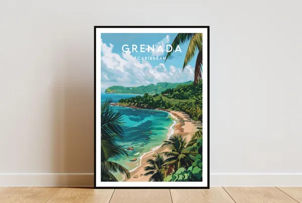 Grenada Travel Poster, Caribbean Place Art Print