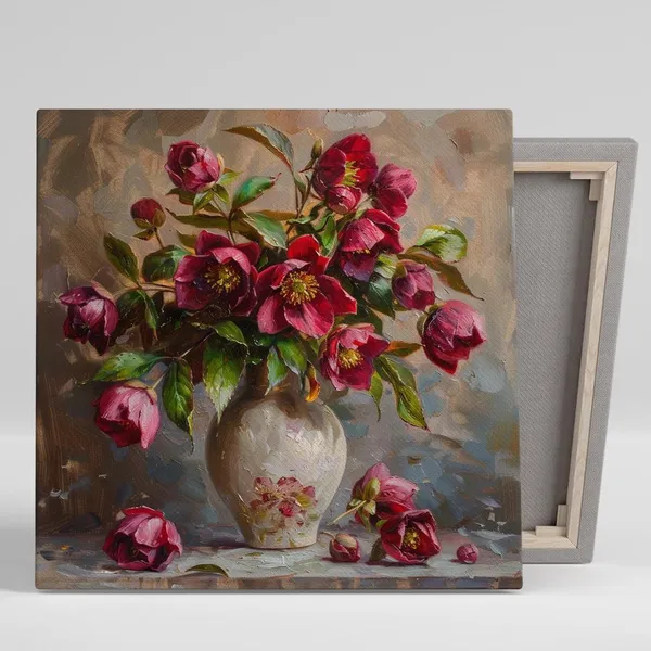 Hellebore Floral Still Life, Living Room Art Print
