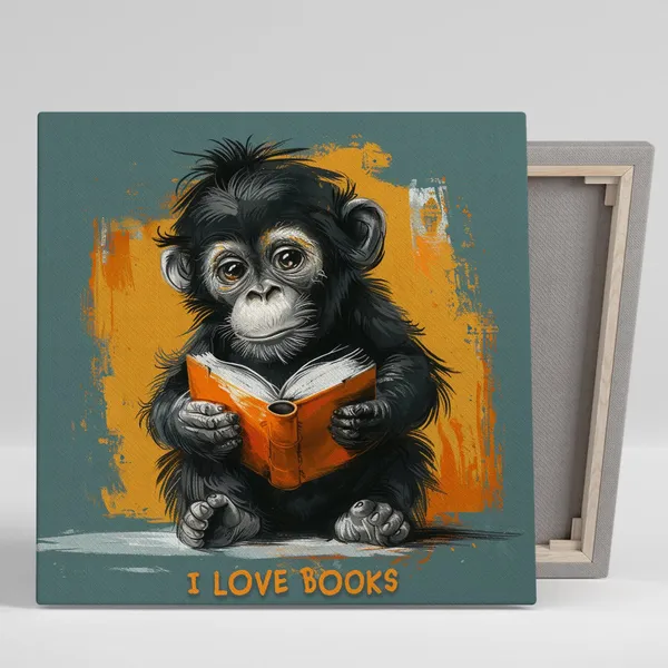 Whimsical Chimpanzee Literacy Wall Art Print