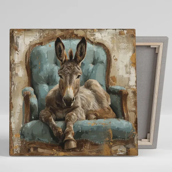 Regal Donkey Repose, Farmhouse Animal Wall Art Print