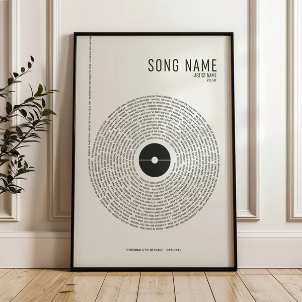 Custom Song Lyrics Vinyl Poster, Personalized Gift