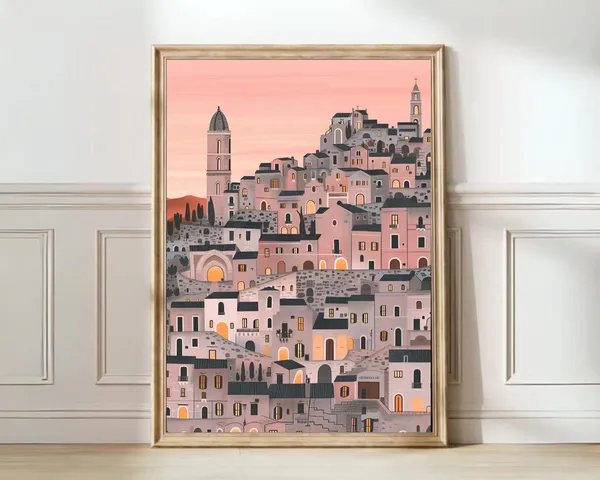 Matera Illustration, Italy Travel Poster