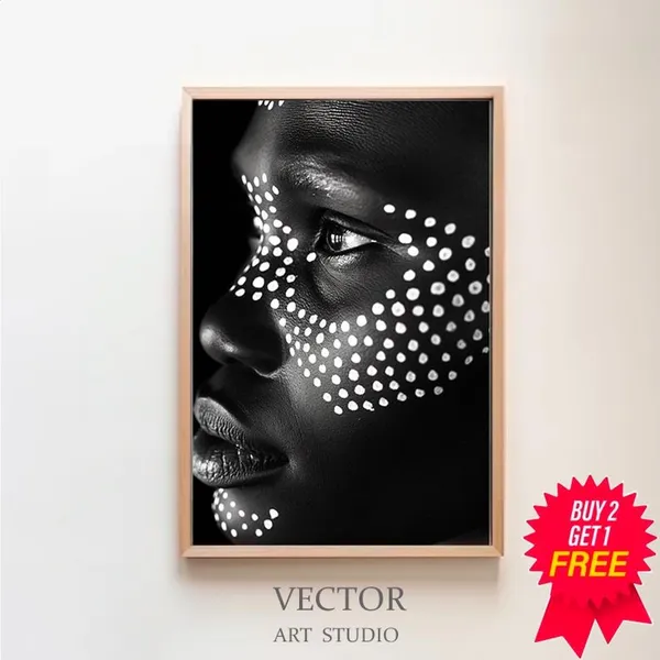 Black and White African Art, Cultural Art Print
