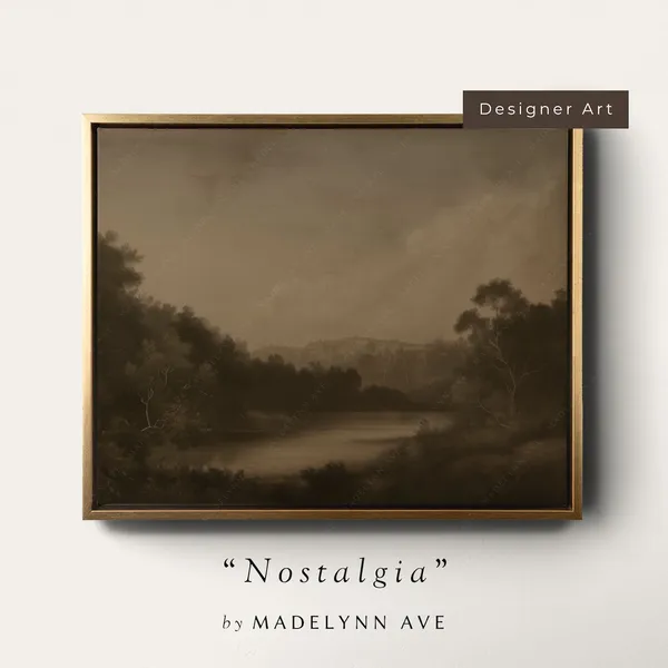 Moody Fall Landscape, Modern Cottage Oil-Style Art Print
