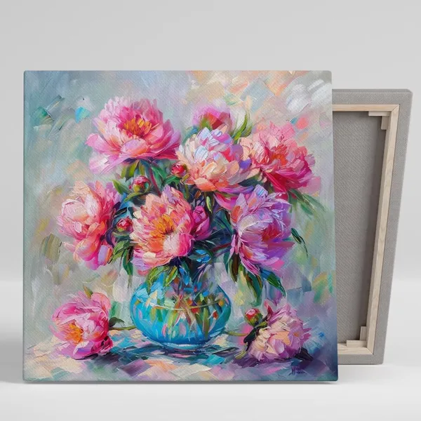 Peony Floral Impressionism Art Print, Living Room Decor