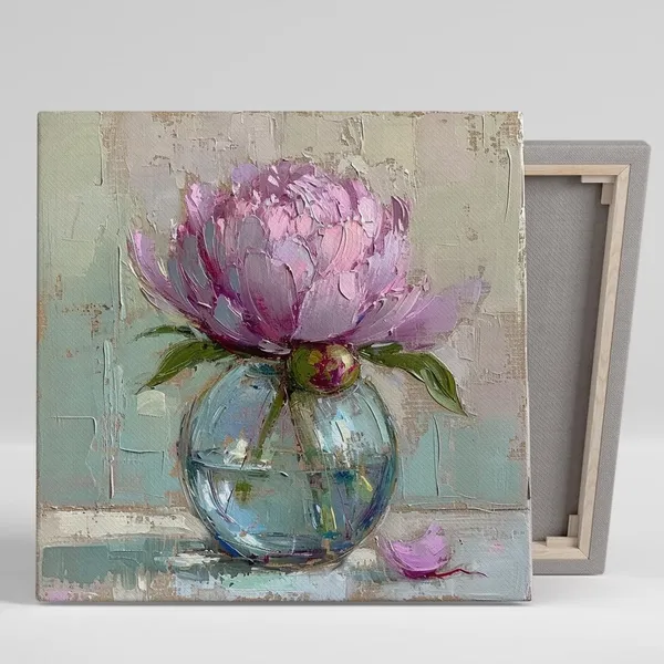 Peony Floral Contemporary Wall Art Print, Living Room