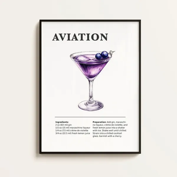 Aviation Poster, Cocktail Art Print