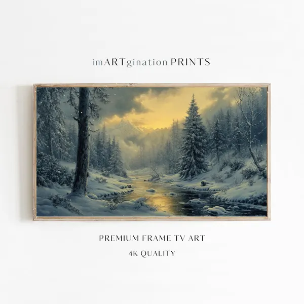 Winter Landscape Fir Tree Art, Winter Decor Poster