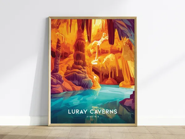 Luray Caverns Virginia Travel Poster, Cave Formations