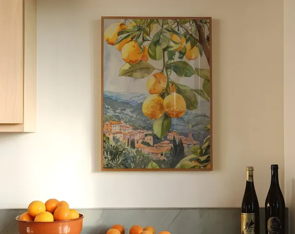 Mediterranean Kitchen Mural, Tuscany Landscape Art Print