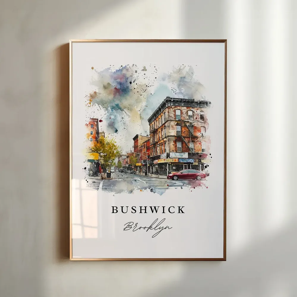 Bushwick Brooklyn Art Print, Custom Text Travel Poster