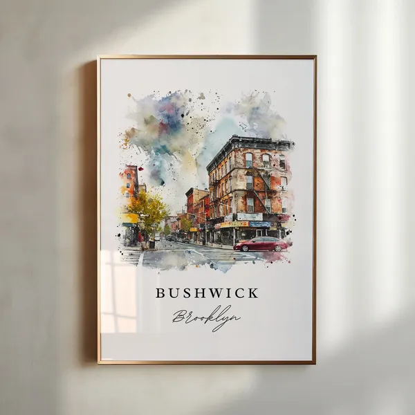 Bushwick Brooklyn Art Print, Custom Text Travel Poster