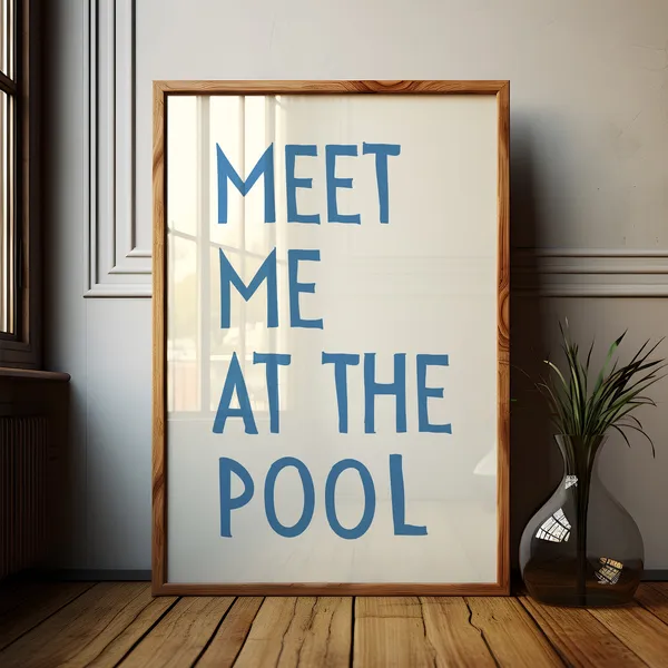 Meet Me At The Pool Vintage Typography Poster