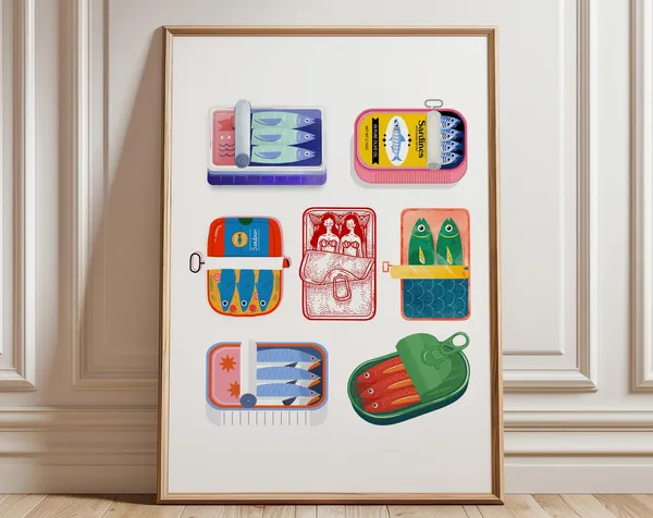 Sardine Set Retro Kitchen Art Print, Italian Food Poster