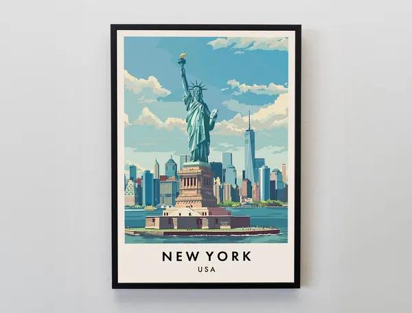 New York Travel Poster, USA Wall Decor Print
