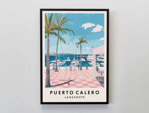 Puerto Calero Travel Poster, Lanzarote Place Art