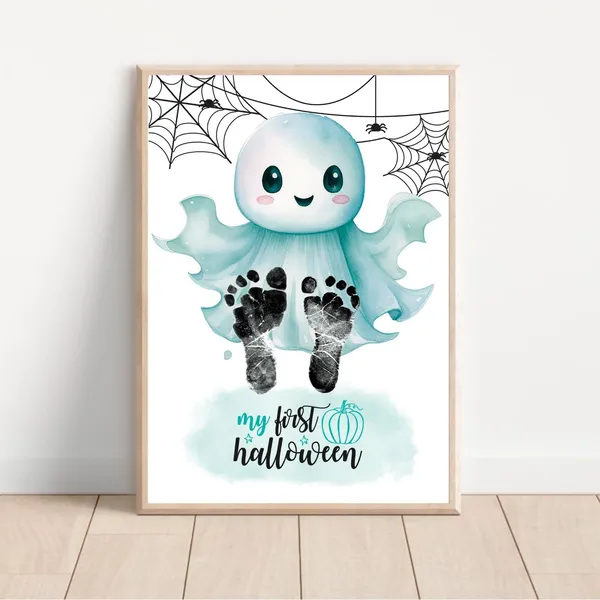 My First Halloween Footprint Keepsake Art Print