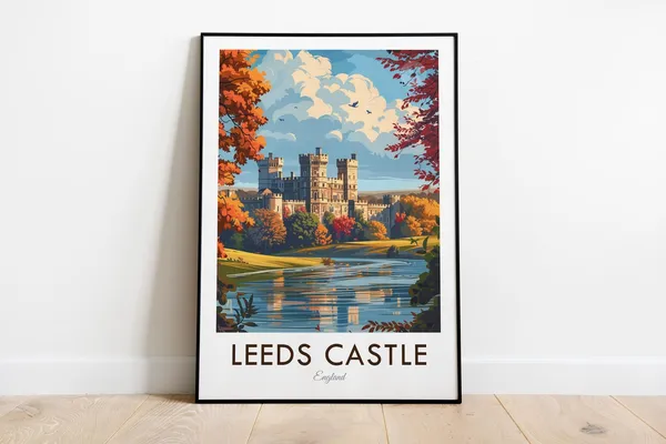 Leeds Castle England Vintage Style Travel Poster