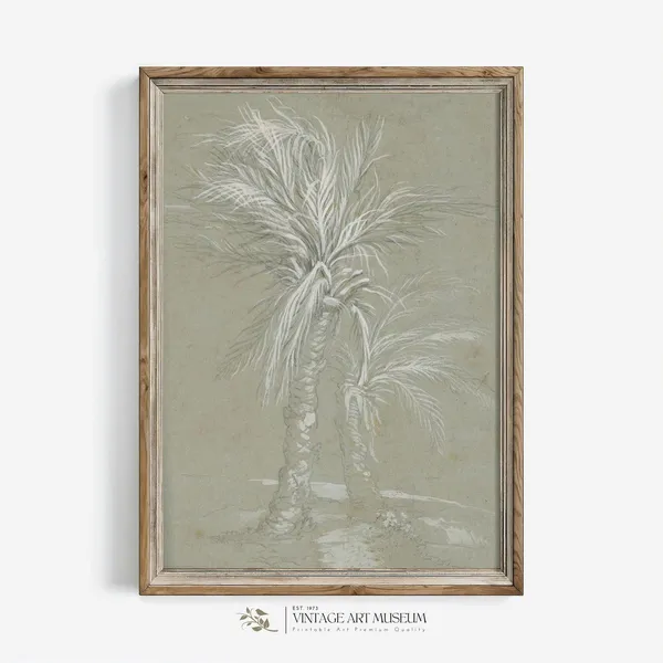 Vintage Tropical Palm Leaves Botanical Art Print