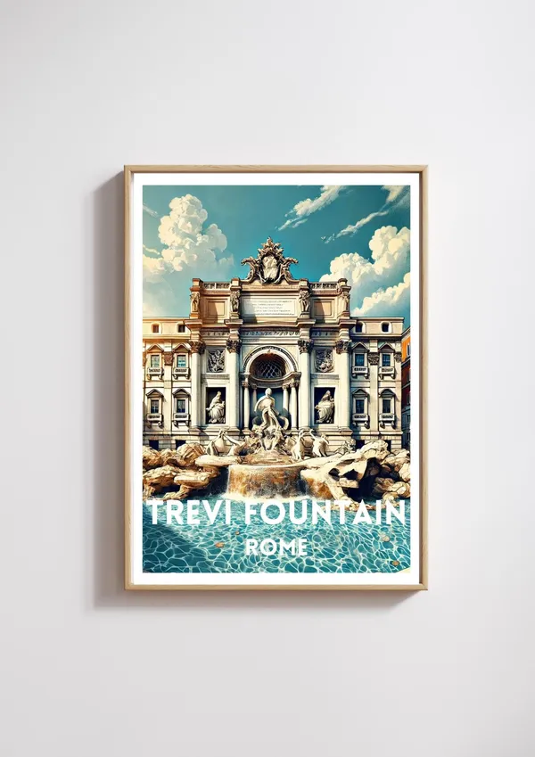 Rome Travel Print, Trevi Fountain Art Print