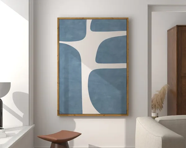 Mid Century Modern Bracing Blue Light Beige Poster