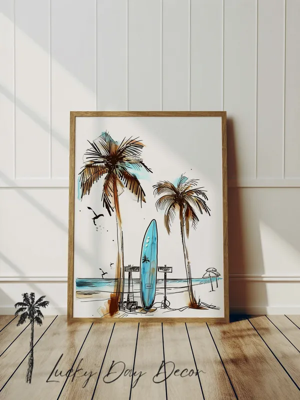 Vintage Surfer Art Huntington Beach, Travel Poster