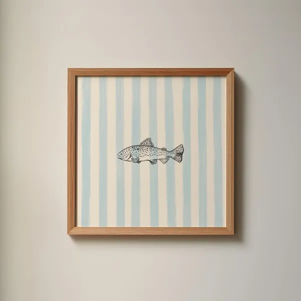 Blue Striped Fish Print, Nautical Illustration