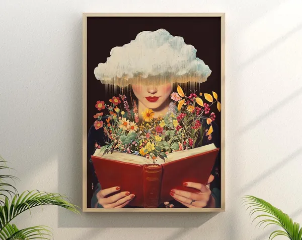 Knowledge Is Power Retro Surreal Book Lover Art Print