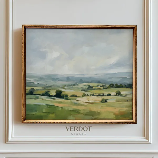 Spring Landscape Art Print, Modern Farmhouse Countryside