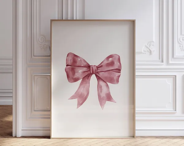 Bow Nursery Print, Coquette Preppy Decor Art Print
